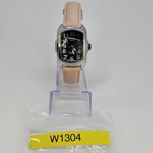 Activa Swiss Women\'s Watch 28MM Black Dial New Pink‎ Leather Bands New Battery main image 8